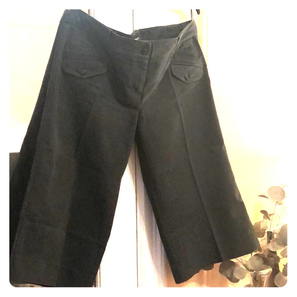Topshop Gray Striped Cropped Pants XL